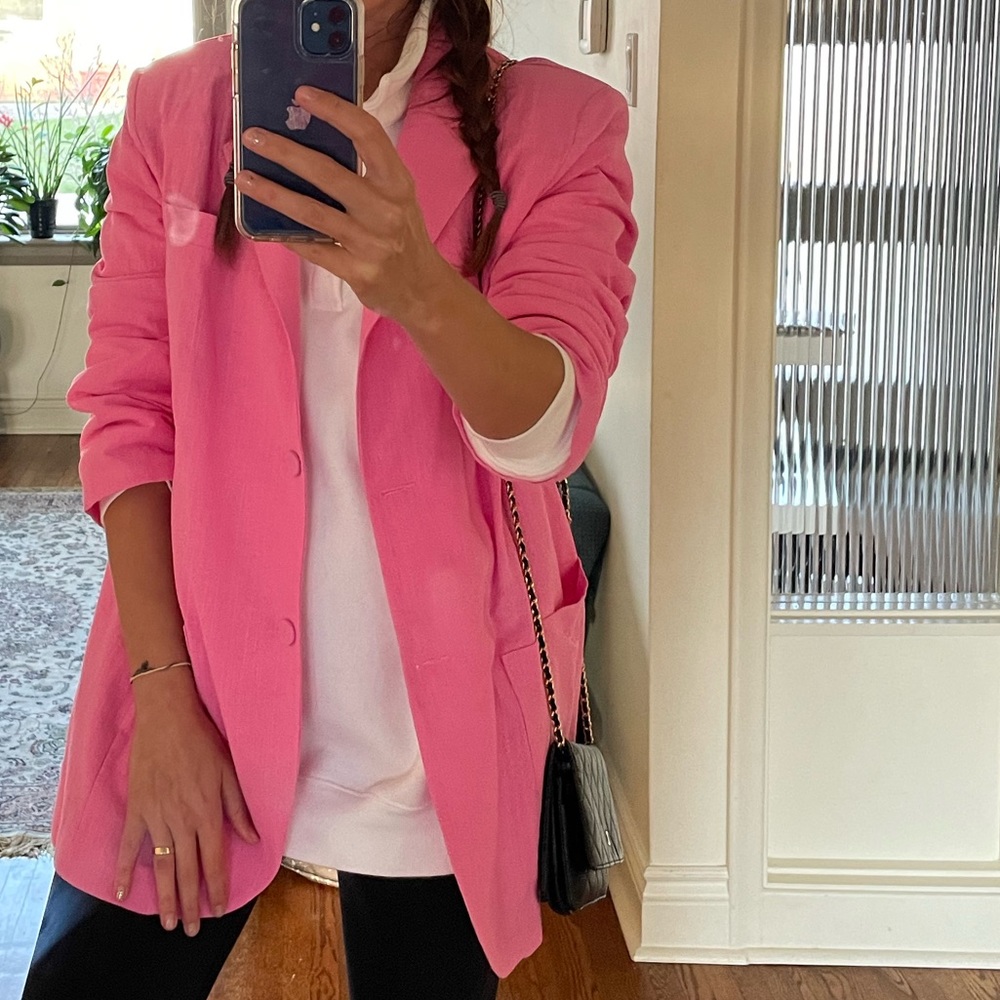 💘Storets 100% cotton Brianna Oversized Handkerchief Blazer in pink